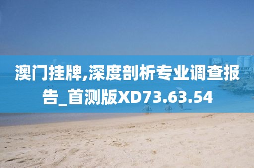 澳门挂牌,深度剖析专业调查报告_首测版XD73.63.54