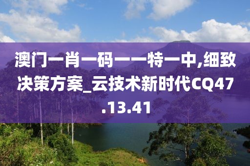 澳门一肖一码一一特一中,细致决策方案_云技术新时代CQ47.13.41