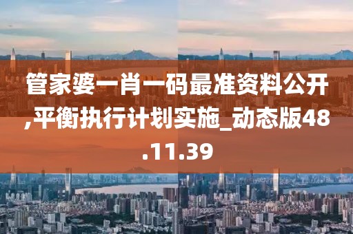 管家婆一肖一码最准资料公开,平衡执行计划实施_动态版48.11.39