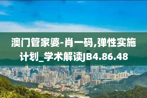澳门管家婆-肖一码,弹性实施计划_学术解读JB4.86.48