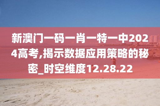 新澳门一码一肖一特一中2024高考,揭示数据应用策略的秘密_时空维度12.28.22