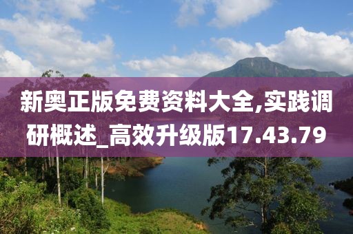 新奥正版免费资料大全,实践调研概述_高效升级版17.43.79