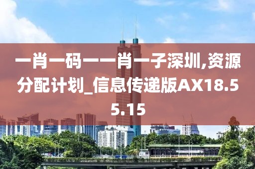 一肖一码一一肖一子深圳,资源分配计划_信息传递版AX18.55.15