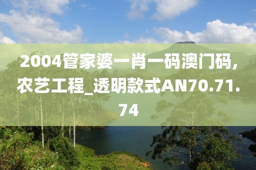2004管家婆一肖一码澳门码,农艺工程_透明款式AN70.71.74