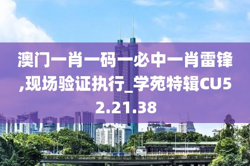 澳门一肖一码一必中一肖雷锋,现场验证执行_学苑特辑CU52.21.38