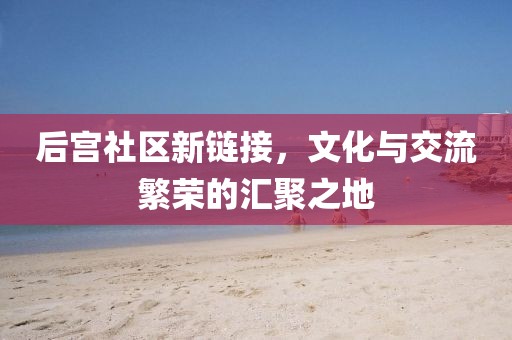 后宫社区新链接，文化与交流繁荣的汇聚之地