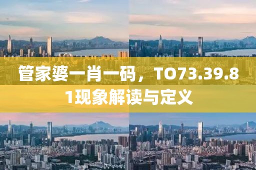 管家婆一肖一码，TO73.39.81现象解读与定义