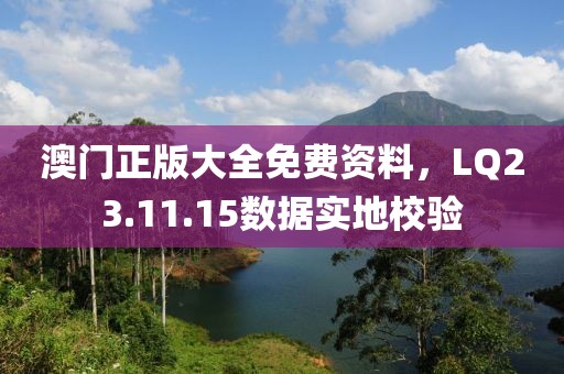 澳门正版大全免费资料，LQ23.11.15数据实地校验