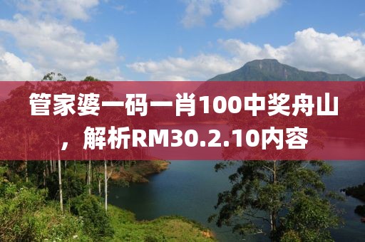 管家婆一码一肖100中奖舟山，解析RM30.2.10内容