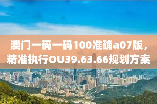 澳门一码一码100准确a07版，精准执行OU39.63.66规划方案