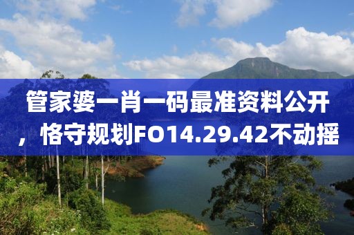 管家婆一肖一码最准资料公开，恪守规划FO14.29.42不动摇