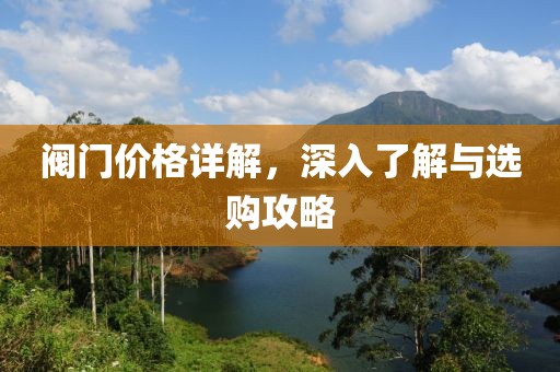 阀门价格详解，深入了解与选购攻略