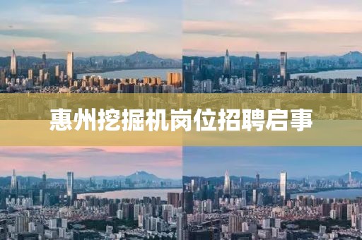 惠州挖掘机岗位招聘启事