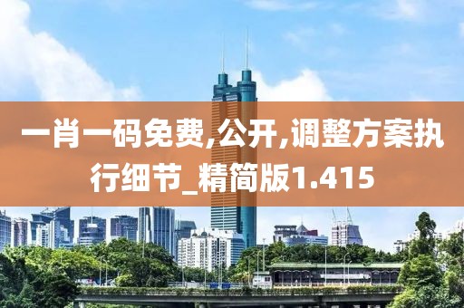 一肖一码免费,公开,调整方案执行细节_精简版1.415
