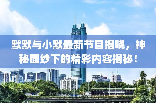默默与小默最新节目揭晓，神秘面纱下的精彩内容揭秘！