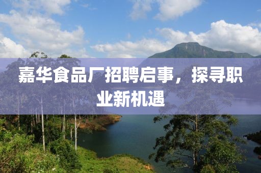 嘉华食品厂招聘启事，探寻职业新机遇