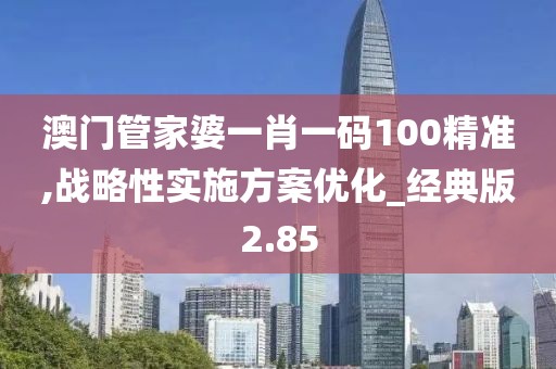 澳门管家婆一肖一码100精准,战略性实施方案优化_经典版2.85