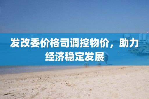 发改委价格司调控物价，助力经济稳定发展