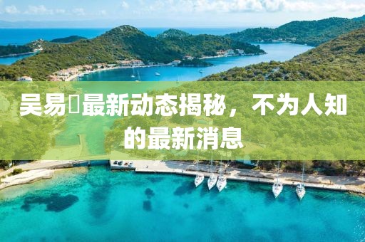 吴易昺最新动态揭秘，不为人知的最新消息
