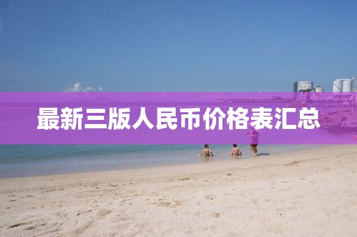 最新三版人民币价格表汇总