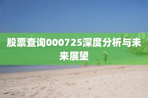 股票查询000725深度分析与未来展望