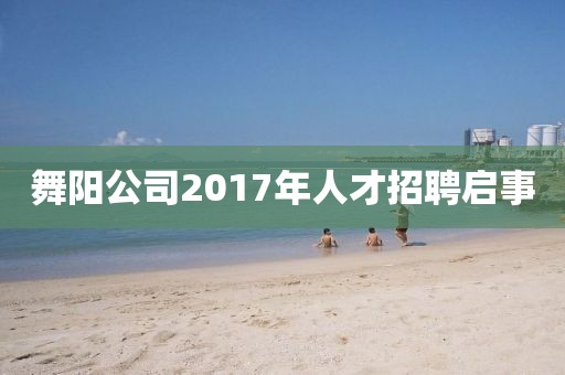 舞阳公司2017年人才招聘启事