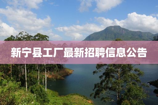 新宁县工厂最新招聘信息公告
