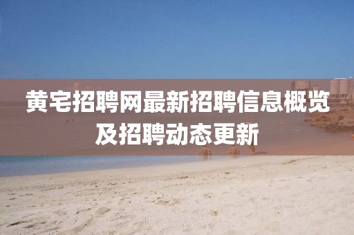 黄宅招聘网最新招聘信息概览及招聘动态更新