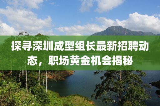 探寻深圳成型组长最新招聘动态，职场黄金机会揭秘