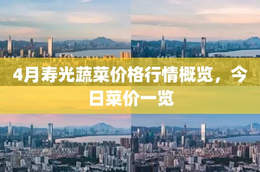 4月寿光蔬菜价格行情概览，今日菜价一览