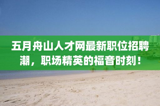 五月舟山人才网最新职位招聘潮，职场精英的福音时刻！