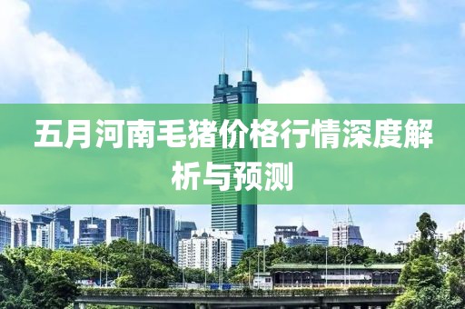 五月河南毛猪价格行情深度解析与预测