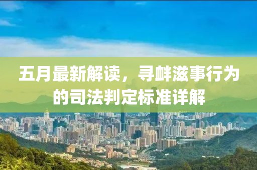 五月最新解读，寻衅滋事行为的司法判定标准详解