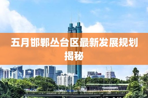 五月邯郸丛台区最新发展规划揭秘