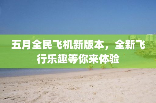 五月全民飞机新版本，全新飞行乐趣等你来体验