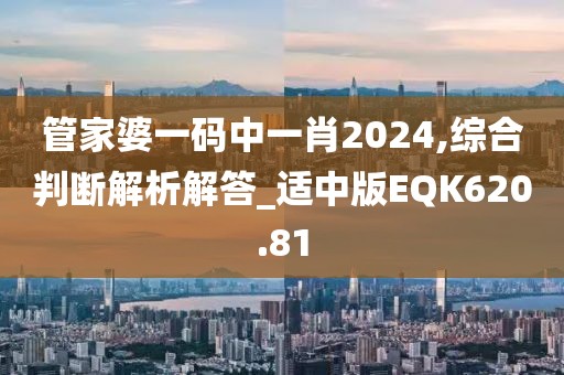 管家婆一码中一肖2024,综合判断解析解答_适中版EQK620.81