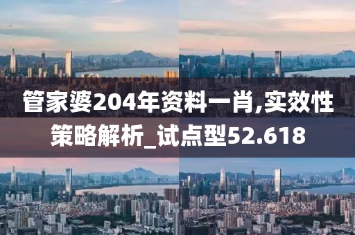 管家婆204年资料一肖,实效性策略解析_试点型52.618